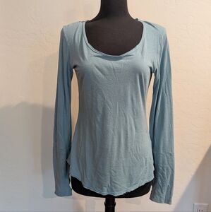 LVR USA Made + Organic Blue Raw Pullover Super Soft Long Sleeve Tee Size S